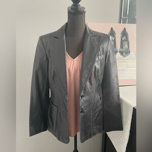 Vintage Black Leather Blazer